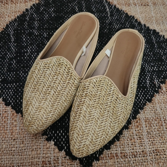 a new day Shoes - Elegant Tan Woven Mules